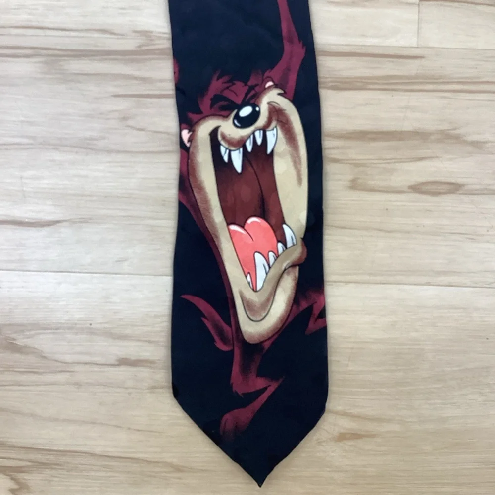 Looney Tunes Mania 100% Tasmanian‎ Devil Funny Novelty Black Neck Tie